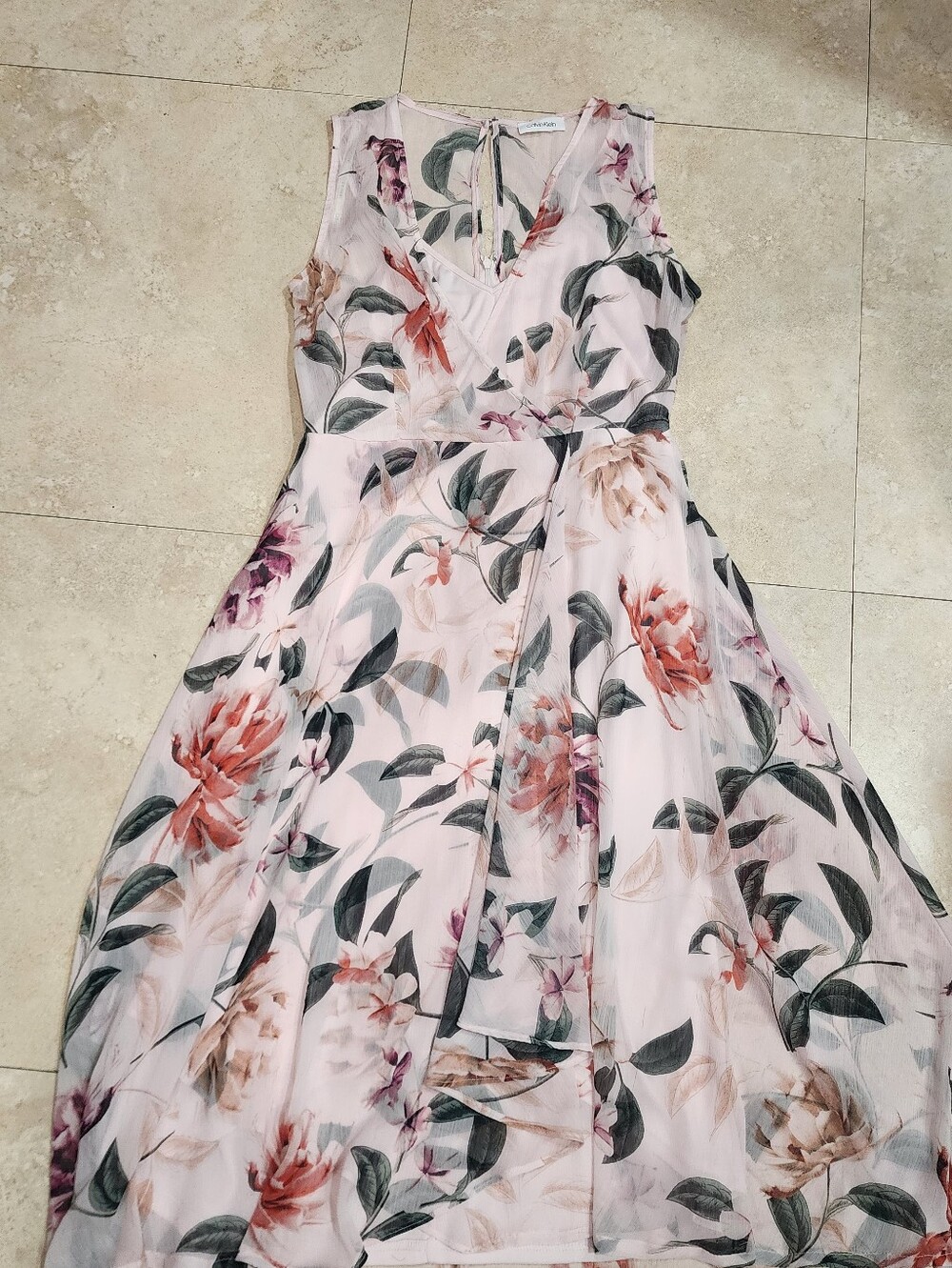 Calvin Klein Light Pink Floral Maxi Dress